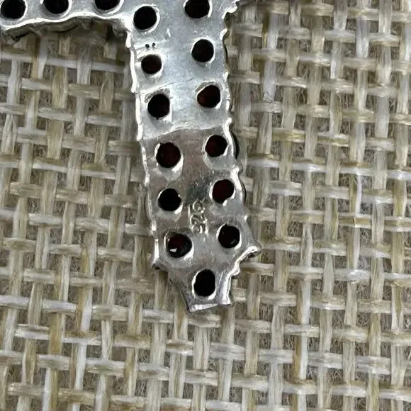 925 Bohemian Style Garnet Sterling Silver Vermeil Cross Pendant - Picture 4 of 7